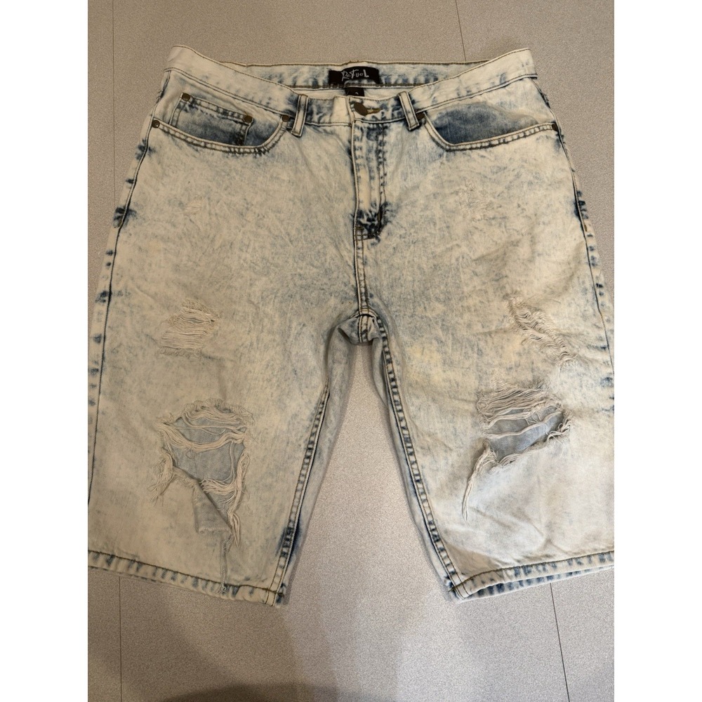 Refuel Jeans Men's Acid Wash Torn Distressed Style Shorts Size 38